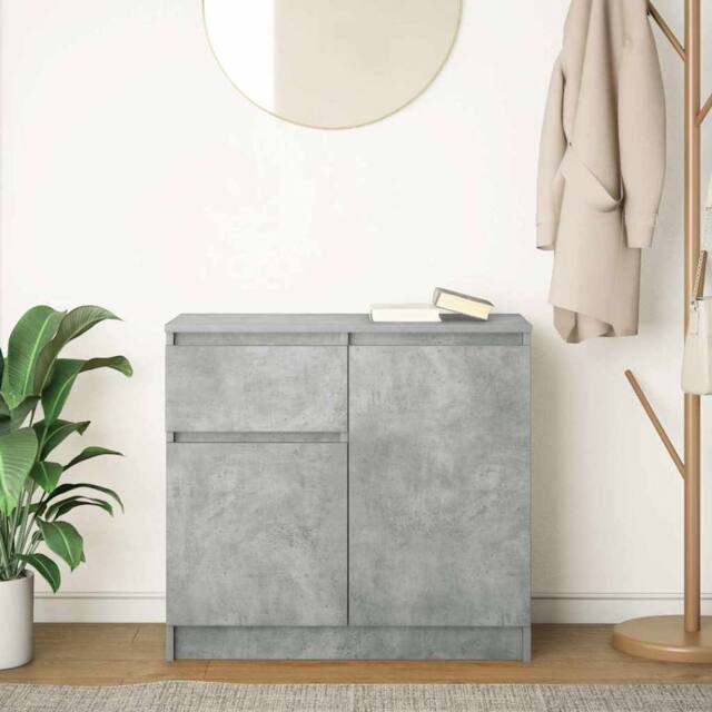 Berkfield Home Sideboard with Drawer Concrete Grey 71x35x65 cm Engineered Wood - Size: 71 x 35 x 65 cm - image 1