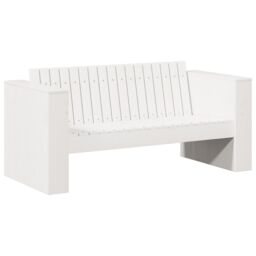 Berkfield Home Garden Sofa 2-Seater 134x60x62 cm White Solid Wood Pine - Size: 134 x 60 x 62 cm - thumbnail 2