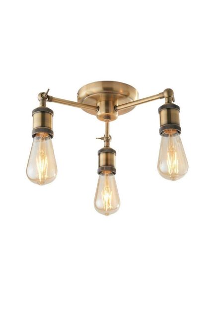 Netlighting Hal Multi Arm Lamp Semi Flush Ceiling Lamp Antique Brass Plate in Gold - image 1