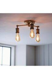 Netlighting Hal Multi Arm Lamp Semi Flush Ceiling Lamp Antique Brass Plate in Gold - thumbnail 3