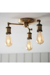 Netlighting Hal Multi Arm Lamp Semi Flush Ceiling Lamp Antique Brass Plate in Gold - thumbnail 2