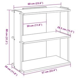 Berkfield Home Bookcase 3-Tier Black 60x30x80 cm Engineered Wood - Size: 60 x 30 x 80 cm - thumbnail 9