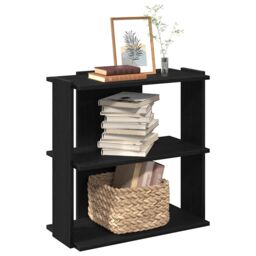 Berkfield Home Bookcase 3-Tier Black 60x30x80 cm Engineered Wood - Size: 60 x 30 x 80 cm - thumbnail 1