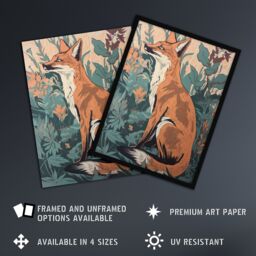 Artery8 Sly Fox By George Sinclair Vintage Botanical Style Modern Painting Teal Orange Aesthetic Large Wall Art Poster Print Thick Paper 18X24 Inch - thumbnail 2