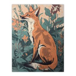 Artery8 Sly Fox By George Sinclair Vintage Botanical Style Modern Painting Teal Orange Aesthetic Large Wall Art Poster Print Thick Paper 18X24 Inch - thumbnail 1