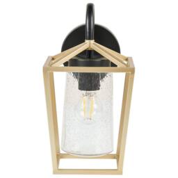 Wyld and Coco Outdoor Wall Light Gold Matte Iron and Glass Sconce - thumbnail 4