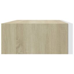 Berkfield Home Wall Drawer Shelves 2 pcs Oak & White 40x23.5x10cm MDF in Brown - Size: 40x23.5x10 cm - thumbnail 6