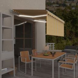 Berkfield Home Manual Retractable Awning with Blind&LED 3x2.5m Yellow&White in Yellow
