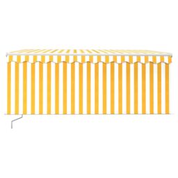 Berkfield Home Manual Retractable Awning with Blind&LED 3x2.5m Yellow&White in Yellow - thumbnail 3