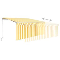 Berkfield Home Manual Retractable Awning with Blind&LED 3x2.5m Yellow&White in Yellow - thumbnail 4