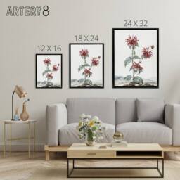 "Artery8 Red Bergamot Flowers in a Landscape Schouman Framed Canvas Wall Art in White - Size: W12"" x H16""" - thumbnail 4