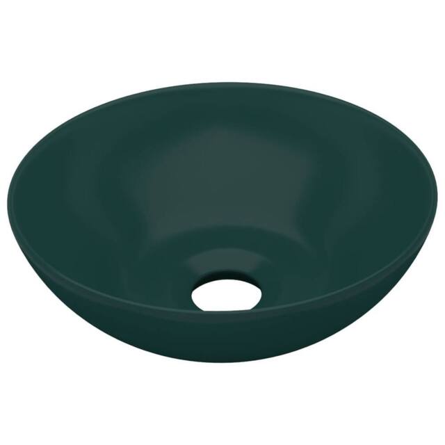 Berkfield Home Bathroom Sink Ceramic Dark Green Round - image 1