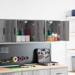 Berkfield Home Garage Wall Cabinets 2 pcs Grey Sonoma Engineered Wood - thumbnail 2