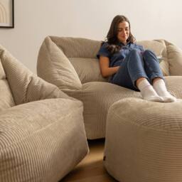 icon Sofa, Armchair & Footstool Bundle, Jumbo Cord in Stone - Size: Medium - thumbnail 3