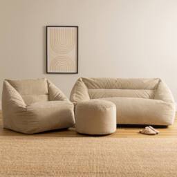 icon Sofa, Armchair & Footstool Bundle, Jumbo Cord in Stone - Size: Medium - thumbnail 1
