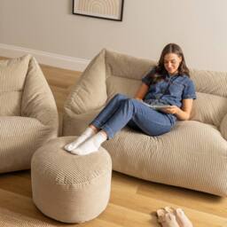 icon Sofa, Armchair & Footstool Bundle, Jumbo Cord in Stone - Size: Medium - thumbnail 4