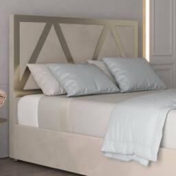Casani Warrington Upholstered Soft Velvet Beige Metal Designer Bed Frame in Cream - Size: Small Double - thumbnail 4