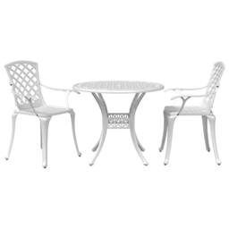 Berkfield Home 3 Piece Bistro Set White Cast Aluminium - thumbnail 1