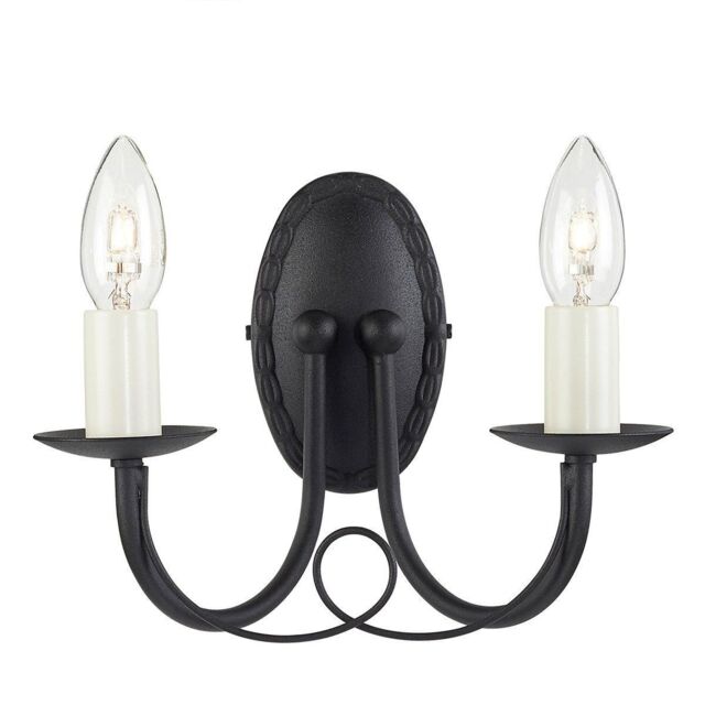 Netlighting Minster 2 Light Indoor Candle Wall Light Black E14