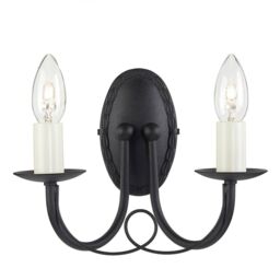 Netlighting Minster 2 Light Indoor Candle Wall Light Black E14
