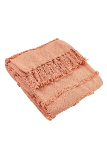 Furn Jakarta Woven Cotton Tufted Tasselled Throw in Light Pink - image 1