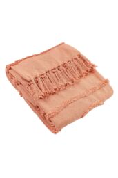 Furn Jakarta Woven Cotton Tufted Tasselled Throw in Light Pink - thumbnail 1