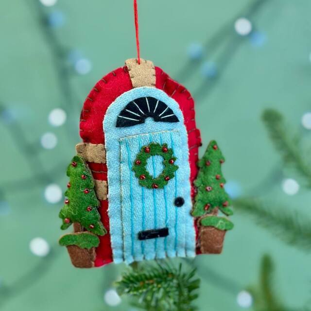 The Alphabet Gift Shop Fabric Christmas Front Door Bauble in Red