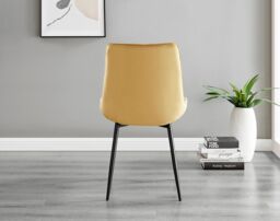 FurnitureboxUK Carson White Marble Effect Dining Table & 6 Pesaro Black Leg Chairs in Mustard - thumbnail 6