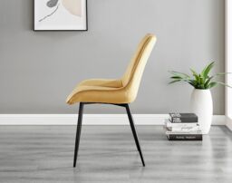 FurnitureboxUK Carson White Marble Effect Dining Table & 6 Pesaro Black Leg Chairs in Mustard - thumbnail 5