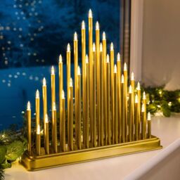 Christow Gold Christmas Candle Bridge Tower 33 LED Window Light Decoration With Timer