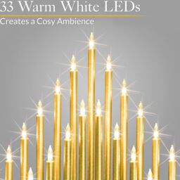 Christow Gold Christmas Candle Bridge Tower 33 LED Window Light Decoration With Timer - thumbnail 2