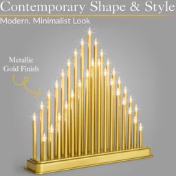 Christow Gold Christmas Candle Bridge Tower 33 LED Window Light Decoration With Timer - thumbnail 3