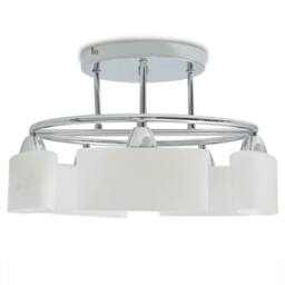 Berkfield Home Modern Ceiling Lamp with Ellipsoid Glass Shades for 5 E14 Bulbs 200 W in White - thumbnail 1