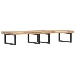 Berkfield Home Basin Shelf Wall Mounted Steel & Solid Wood Acacia in Brown - thumbnail 6