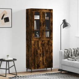 Berkfield Home Highboard Smoked Oak 69.5x34x180 cm Engineered Wood in Brown - thumbnail 1