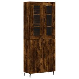 Berkfield Home Highboard Smoked Oak 69.5x34x180 cm Engineered Wood in Brown - thumbnail 2