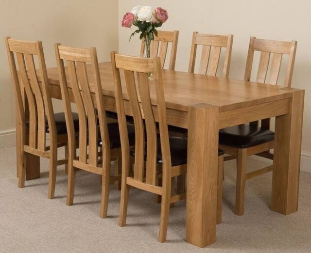 Thats Furniture Kuba 180 x 90 cm Chunky Oak Dining Table & 6 Princeton Chairs in Brown - image 1
