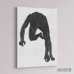 "Artery8 Man muscles Anatomical silhouette study Stolk Canvas Wall Art Print in White - Size: W12"" x H16""" - thumbnail 2