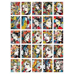 "Artery8 Wall Art Print 50 Pcs Fashion Face Pop Art Bubble Comic Halftone Aesthetic Collage Kit s A6 Set Pack 15x10 cm (6x4"") Decor Student Teen Polka" - thumbnail 1