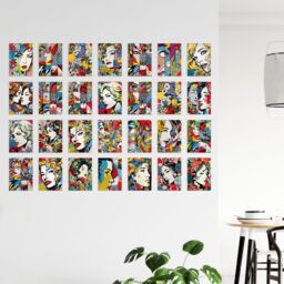 "Artery8 Wall Art Print 50 Pcs Fashion Face Pop Art Bubble Comic Halftone Aesthetic Collage Kit s A6 Set Pack 15x10 cm (6x4"") Decor Student Teen Polka" - thumbnail 4