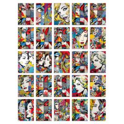"Artery8 Wall Art Print 50 Pcs Fashion Face Pop Art Bubble Comic Halftone Aesthetic Collage Kit s A6 Set Pack 15x10 cm (6x4"") Decor Student Teen Polka" - thumbnail 2