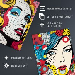 "Artery8 Wall Art Print 50 Pcs Fashion Face Pop Art Bubble Comic Halftone Aesthetic Collage Kit s A6 Set Pack 15x10 cm (6x4"") Decor Student Teen Polka" - thumbnail 5