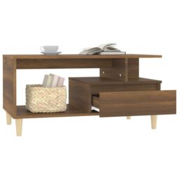 Berkfield Home Coffee Table Brown Oak 90x49x45 cm Engineered Wood - Size: 90 x 49 x 45 cm - thumbnail 4