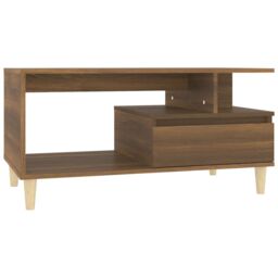 Berkfield Home Coffee Table Brown Oak 90x49x45 cm Engineered Wood - Size: 90 x 49 x 45 cm - thumbnail 2