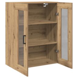 Berkfield Home Wall-Mounted Cabinet with Glass Doors Artisan Oak 69.5x34x90 cm in Brown - thumbnail 5