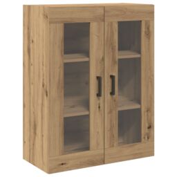 Berkfield Home Wall-Mounted Cabinet with Glass Doors Artisan Oak 69.5x34x90 cm in Brown - thumbnail 2
