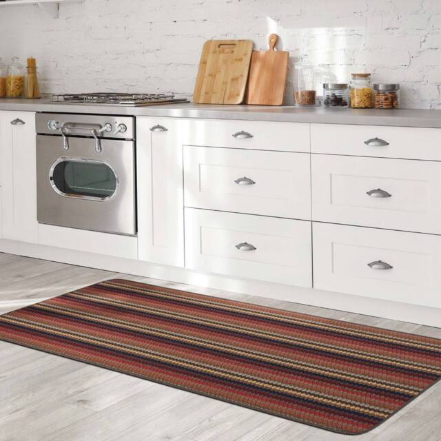 The Rug Shop UK Brown Striped Dotted 8mm Thick Rectangle Mat - Size: 67 cm x 200 cm - image 1