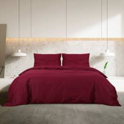 Berkfield Home Duvet Cover Set Bordeaux 155x220 cm Light-weight Microfiber in Red - thumbnail 3