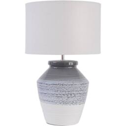 Libra Interiors Skyline Antique Crackle Table Lamp & Antiqued Cream slub shade in Grey - thumbnail 1