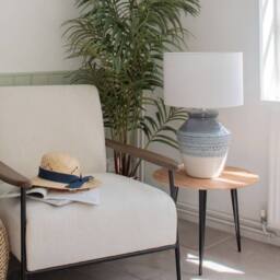 Libra Interiors Skyline Antique Crackle Table Lamp & Antiqued Cream slub shade in Grey - thumbnail 2